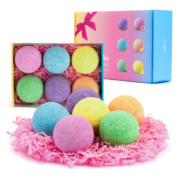 Bath Bombs 6 Pack Gift Set Pure Natural Essential Oils-Anjou