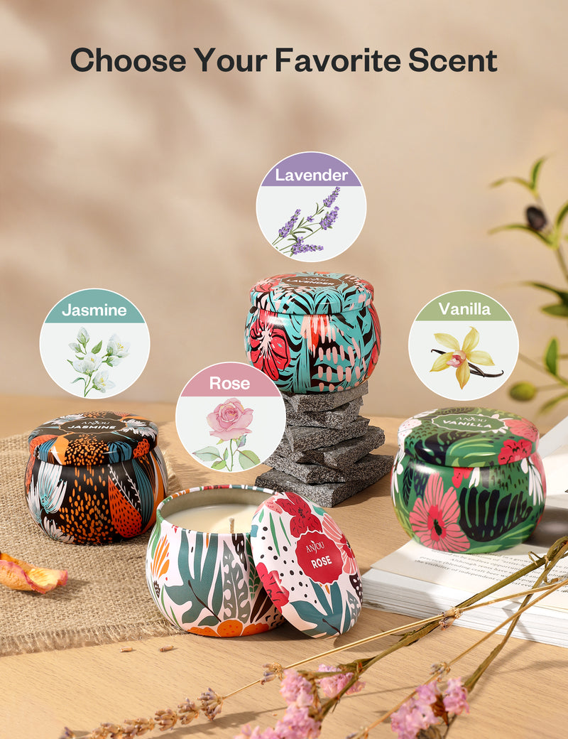 4 Cans Made of 100% Natural Soy Wax with Essential Oils-Anjou